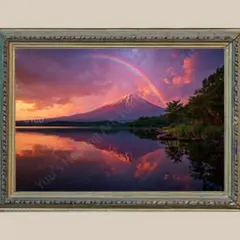 虹と夕光が織りなす開運の象徴 ☆ 赤富士 No.151 ☆ 開運ヒーリングアート