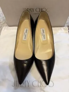 JIMMY CHOO ブラックレザー ハイヒール