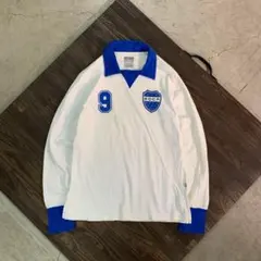 7BS1【BB JEANS】ラガーシャツ調　襟付きカットソー　白　古着