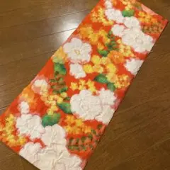 和風テーブルランナー　　80花柄オレンジ