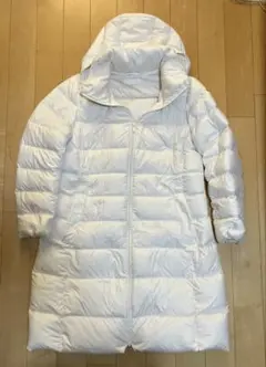 #ホワイトUNIQLO フード付きダウンジャケット