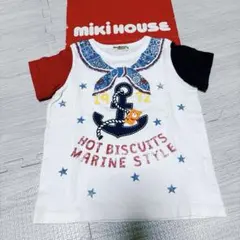 ミキハウス　ホットビスケッツ　マリン風Tシャツ90のサムネイル