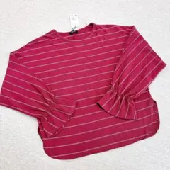 アズノゥアズピンキー　長袖カットソー　袖フリル　レッド　ボーダー綿100%未使用