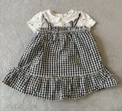 babyGAP ギンガムチェックワンピース ＆ ハート柄ボディスーツ セット
