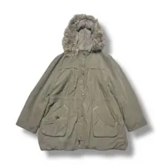 【上質感◎】ミディアム丈 モッズコート｜ふわふわファーフード×上品カーキ