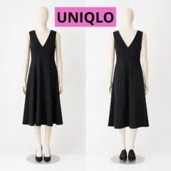 UNIQLO ユニクロ Vネック ジャンパースカート 黒 L 秋冬