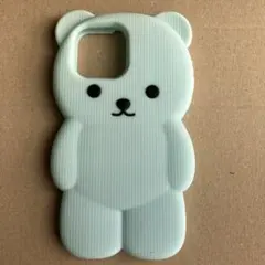 iPhone13ProMaxソフトケースクマ型ミントグリーン