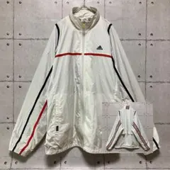 アディダス　トラックジャケット　ナイロンジャケット　刺繍　3ライン 白　M