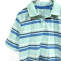 米国古着 SONOMA ボーダーポロシャツ M ミント 小さめ タイトめ