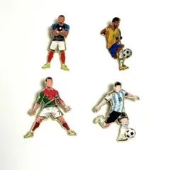 W杯 ピンバッジ4個セット メッシ クリロナ ムバッペ エムバペ