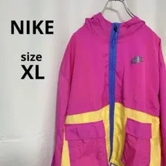 【NIKE】ナイキ ナイロンジャケット XL マルチカラー ピンク イエロー