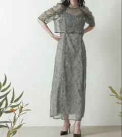 kana 花柄刺繍 レースボレロ キャミワンピース ２点セット グリーン