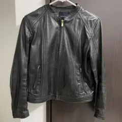 トゥモローランド　レザージャケット　羊革　38 黒　ノーカラー