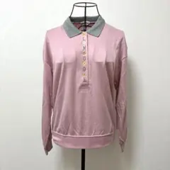 ピンク グレー 襟 ポロシャツM