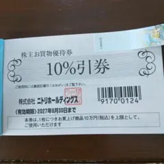 ニトリホールディングス 株主お買物優待券 10%引券
