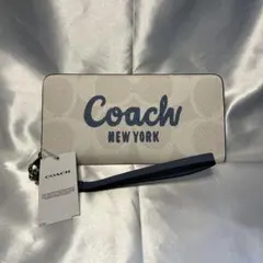 新品 COACH 長財布 白 ホワイト 青内装 爽やか 可愛いお財布