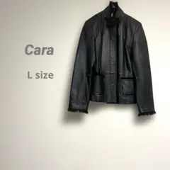 カーラ レディース レザージャケット L 羊革 ラビット毛 ブラック