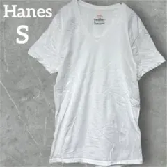 良品✨Hanes 【S】　ヘインズ　白　Tシャツ 無地　Ｖネック　半袖　綿100