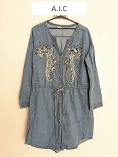 A・I・C　羽織りもの　デニム　刺繍　綿100%　エーアイシー　デニムシャツ