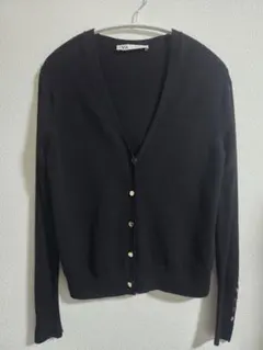 ZARA 金ボタン Vネック カーディガン ブラック M 美品