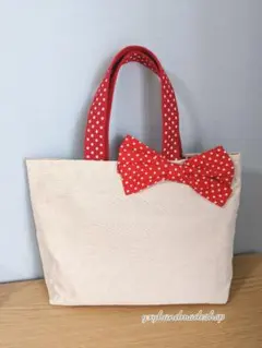 月末削除【ハンドメイド】リボン付きトートバッグ