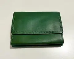 イタリアンレザー 3つ折り財布 グリーン 本革 イギリス購入