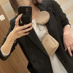 新品マルチwayコインケース付きミニショルダーバッグベージュグレージュゴールド