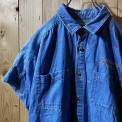 ss4687 ダブルネーム 半袖 デニムシャツ 刺繍のサムネイル