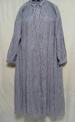 ストライプ 長袖 シャツワンピース
