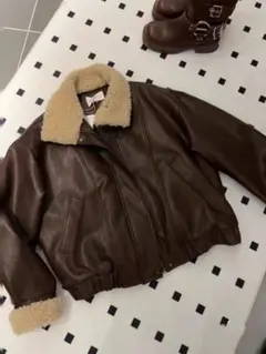 ブラウンレザーショートジャケット