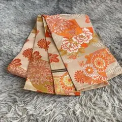 中幅帯　アンティーク　牡丹　花文様　美品のサムネイル
