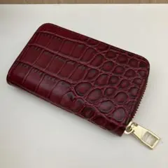 K7 新品未使用　キーケース　牛革　ワイン.赤 クロコダイル風