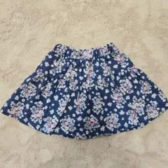 エニイファム★インナーパンツ付ネイビー花柄ティアードスカート