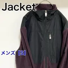 YT23【US輸入】カルバンクライン　フリースナイロンジャケット【S】黒　濃い紫