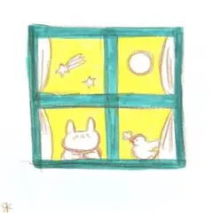 【730】【うさぎの絵】オリジナル手描きアナログイラスト原画　自作創作アート作品