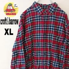 USA古着 croft＆barrow ネルシャツ　XL レッドネイビー　チェック