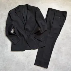 【美品】ユキトリイ ストライプ パンツスーツ　ブラック　洗える ウォッシャブルのサムネイル
