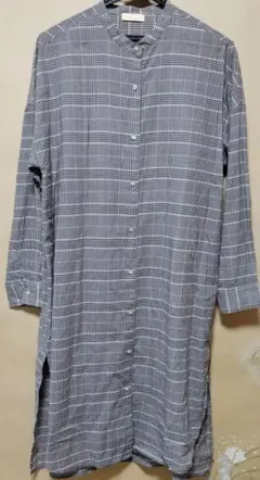 グレー系チェック 長袖シャツワンピース アースミュージックアンドエコロジー