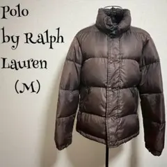 ポロバイラルフローレン（M）ダウンジャケット/ブラウン/袖口ボタン/ポニー刺繍