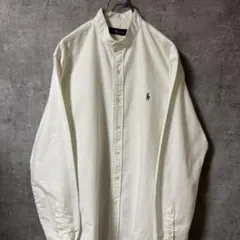 ラルフローレン 長袖シャツ　ノーカラーシャツ　白