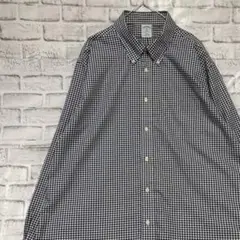 ブルックスブラザーズ長袖シャツ！ギンガムチェック　グレー2XL 902
