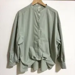 HK WORKS LONDON バンドカラー長袖シャツ ミントグリーン LLのサムネイル