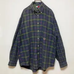 TOMMY HILFIGER トミーフィルフィガー【M】チェック柄シャツ　刺繍
