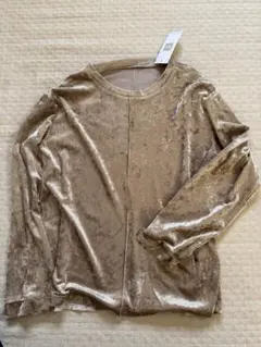 シアーベロアクルーネックグレー 長袖トップス L新品　ベージュ定価2990円