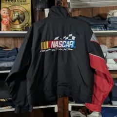 90s　NASCAR　レーシングジャケット　シェルナイロン　刺繍　短丈　テック