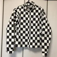 VANS チェック柄ジャケット　Ｓ　ライダースジャケット　白黒
