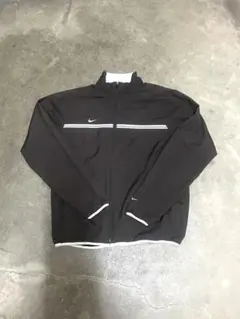 【古着】ナイキ ライン 刺繍 ナイロンジャケット ブラウン×ホワイト L 00s