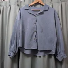 グレー スエード風 長袖シャツ