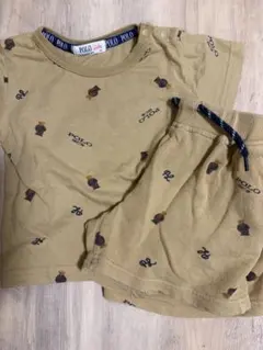 POLO ベージュ プリント Tシャツとショートパンツ セット 95
