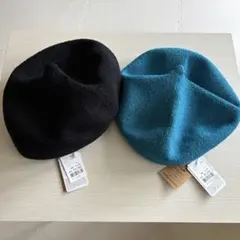 サマーニット　ベレー帽 2個セット 黒 青